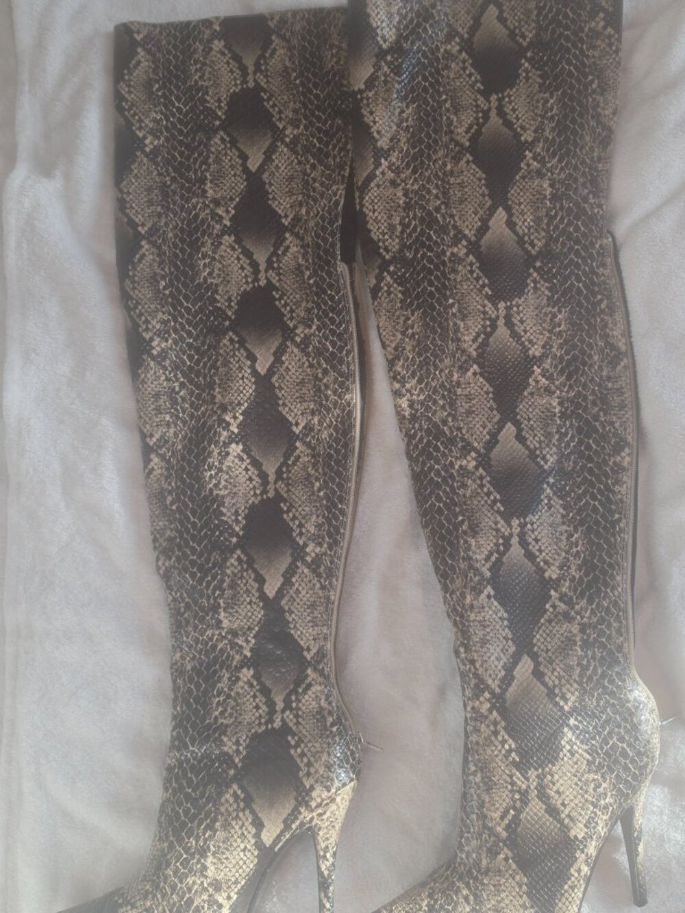 Snakeskin Thigh High Boots Size 11